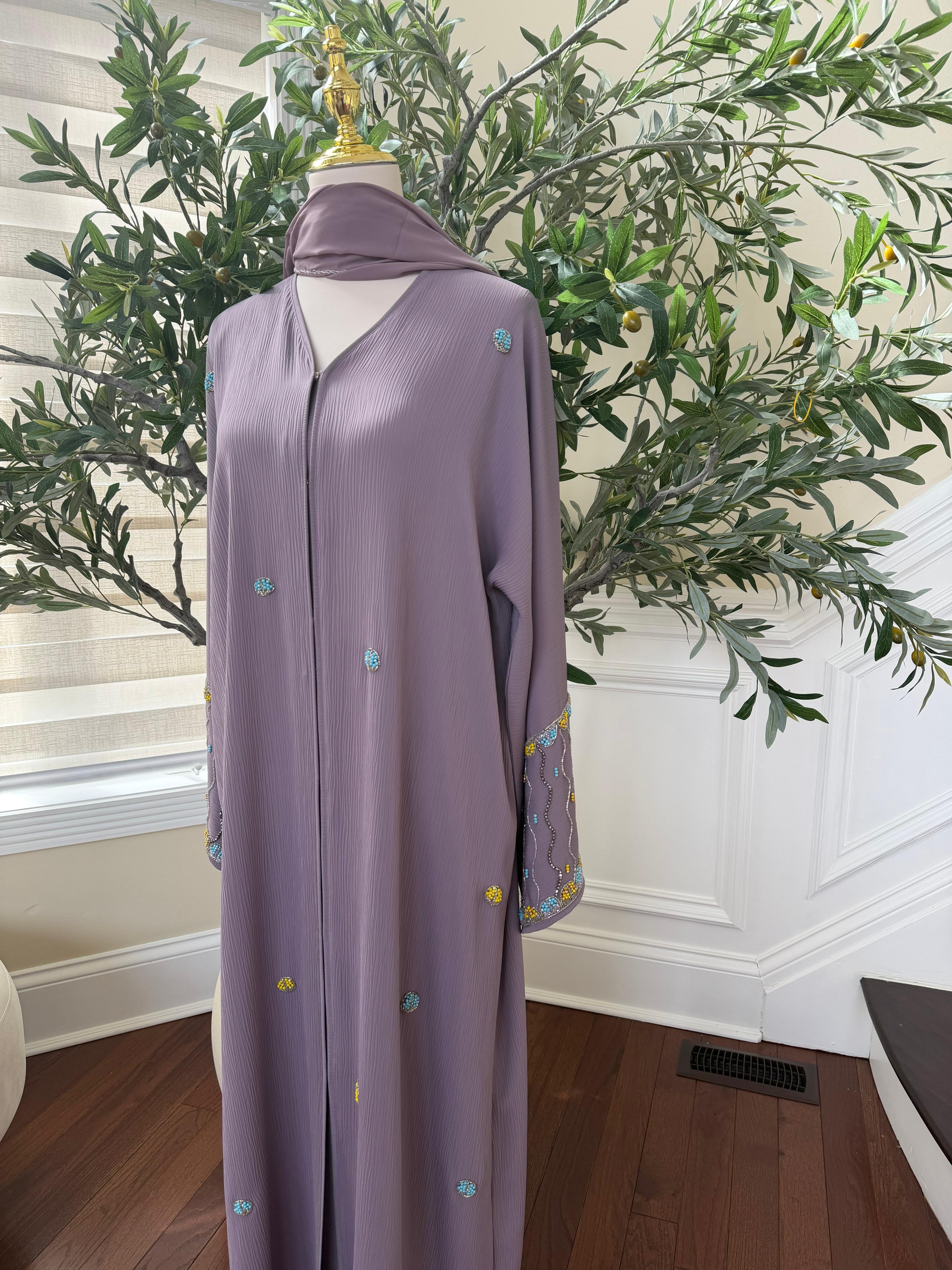 Lavender Charm Sleeve Detail Abaya