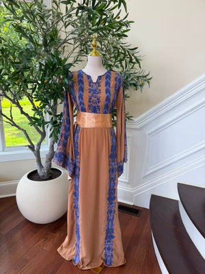 Peach Royale Blue Beaded Thobe
