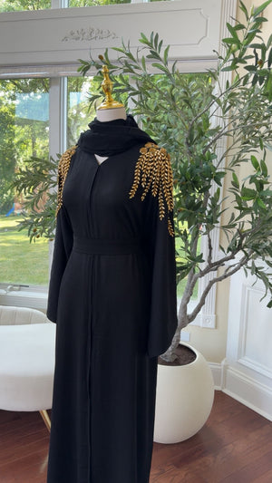 Golden Black Stone Abaya