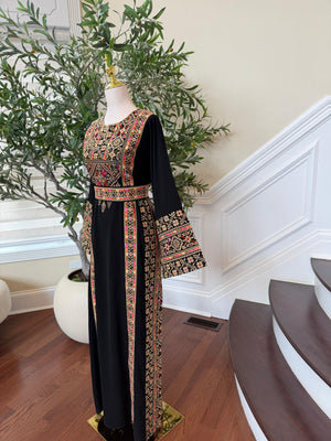 Black Embroidery Tatreez Beige Thobe