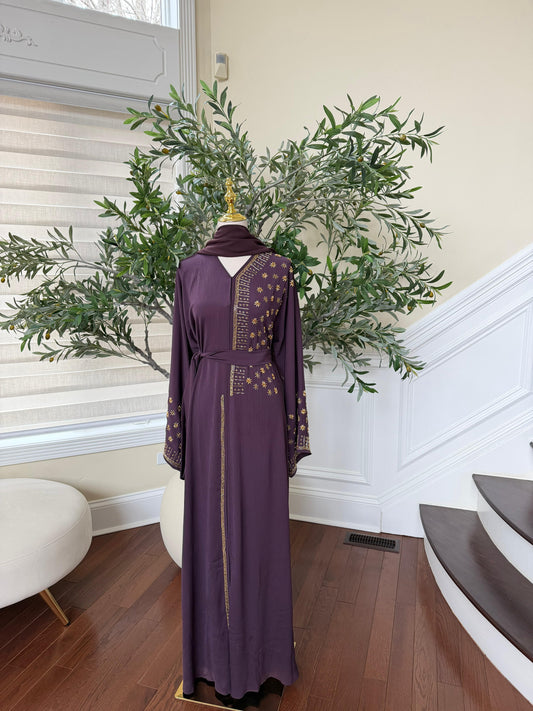 Purple Golden Nujum Abaya