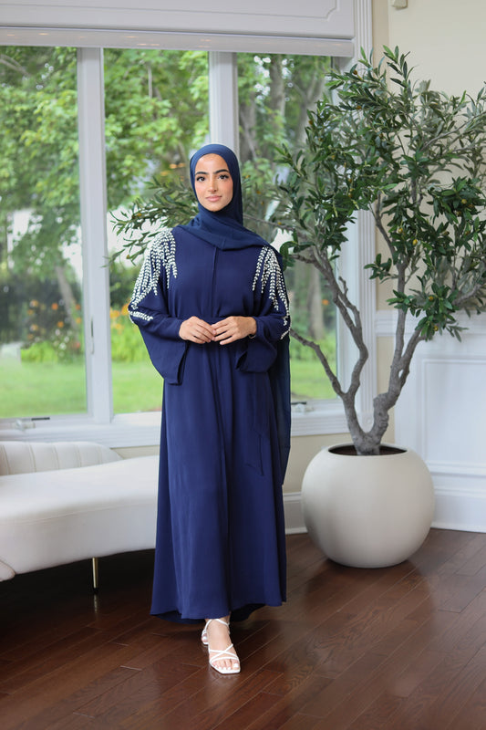 Blue Silver Stone Abaya
