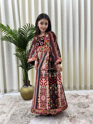 Tan Majdalwi Embroidered Tatreez Thobe