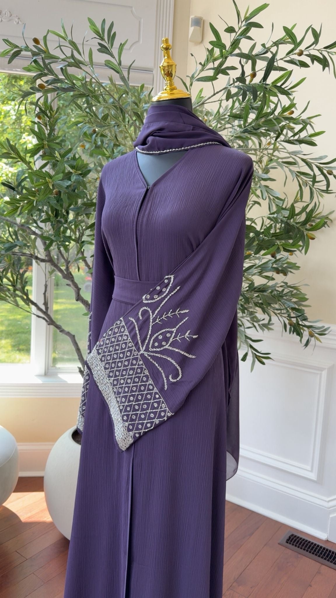 Purple Sleeve Beaded Abaya