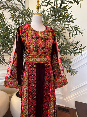 Burgundy Embellished Tatreez Thobe