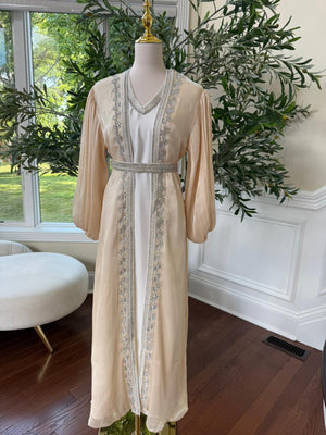 Light Beige Beaded Kaftan