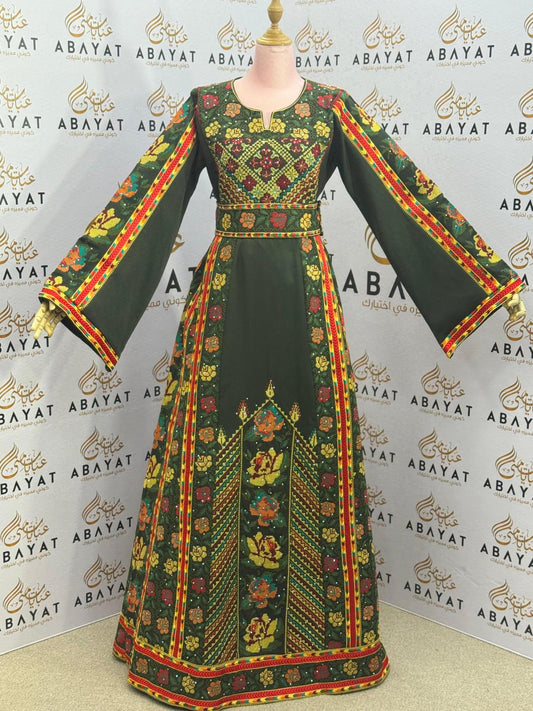 Green Embroidery Tatreez Thobe 430