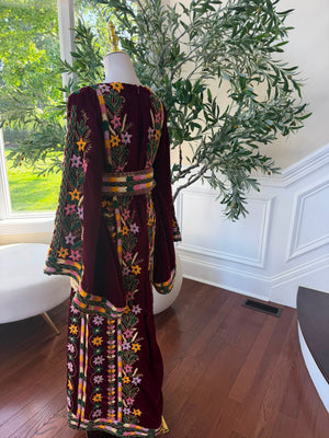 Velvet Red Embroidery Beaded Thobe