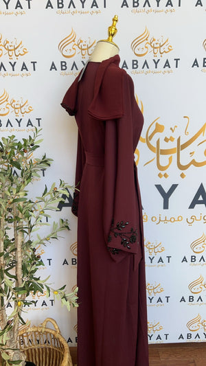 Burgundy Floral Abaya