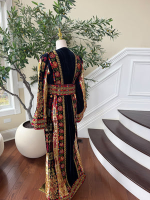 Navy Blue Embroidery Tatreez Thobe