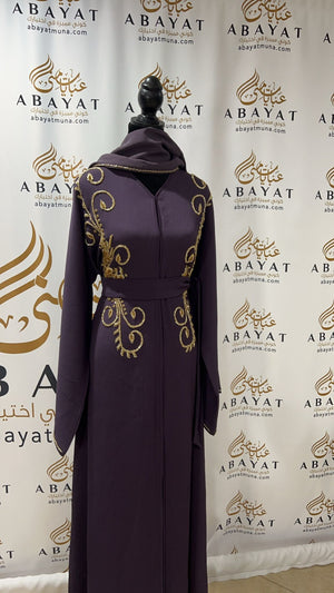 Purple and Gold Abaya