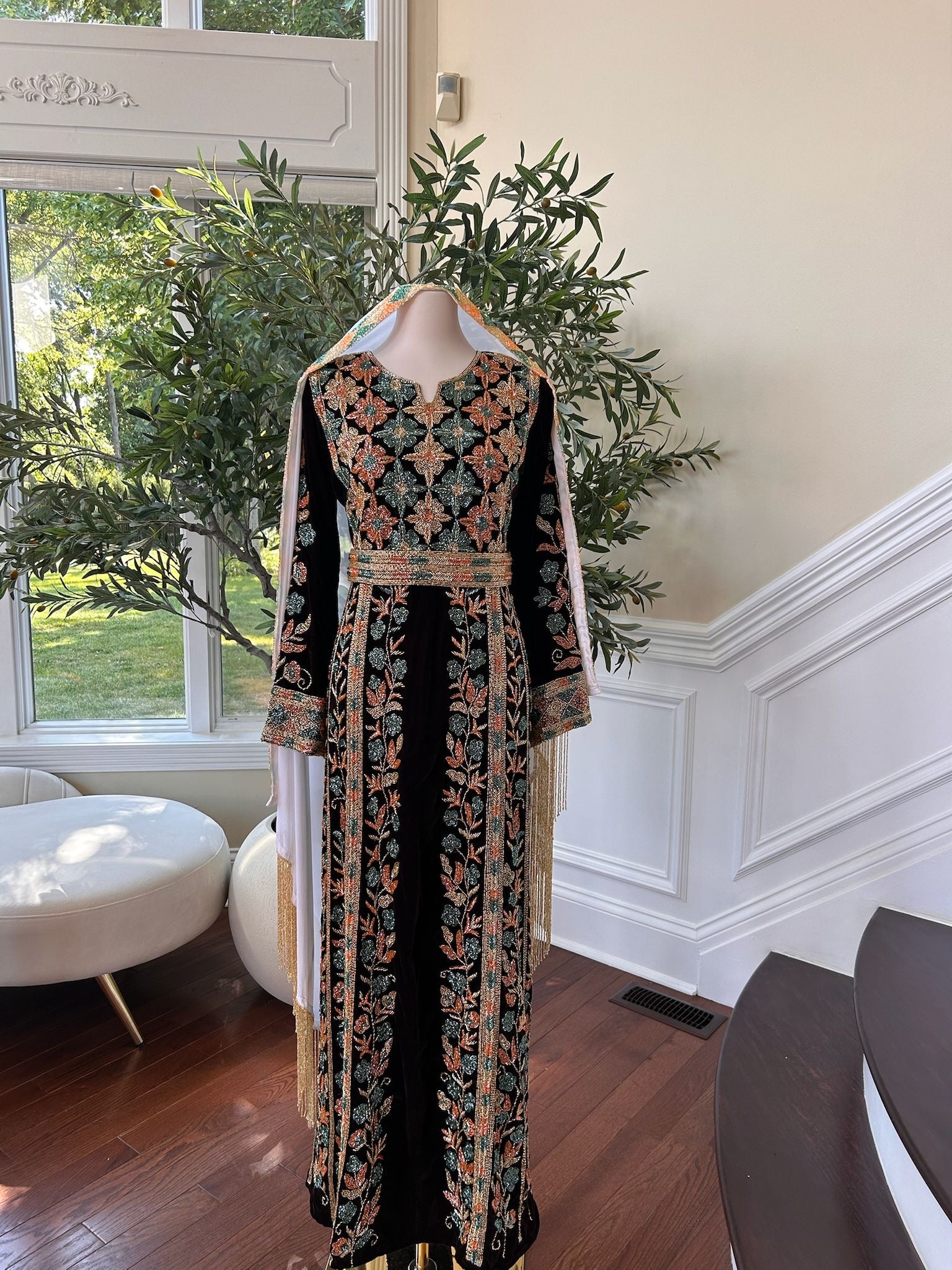 Brown Velvet Stone Thobe