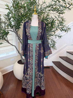 Embroidery Two Piece Beaded Abaya