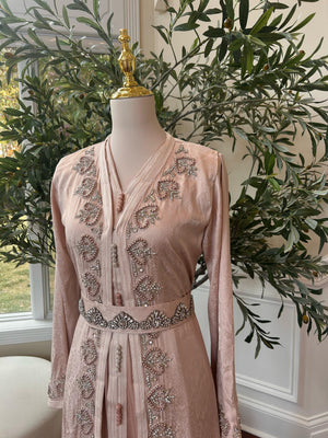 Soft Pink Elegance Beaded Kuftan