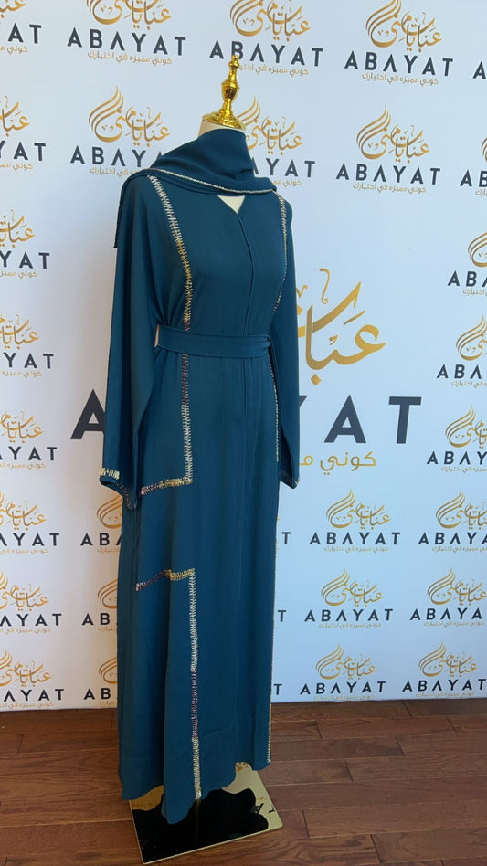 Elegant Turquoise Blue Abaya