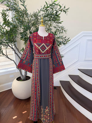 Grey Embroidery Tatreez Heritage Thobe
