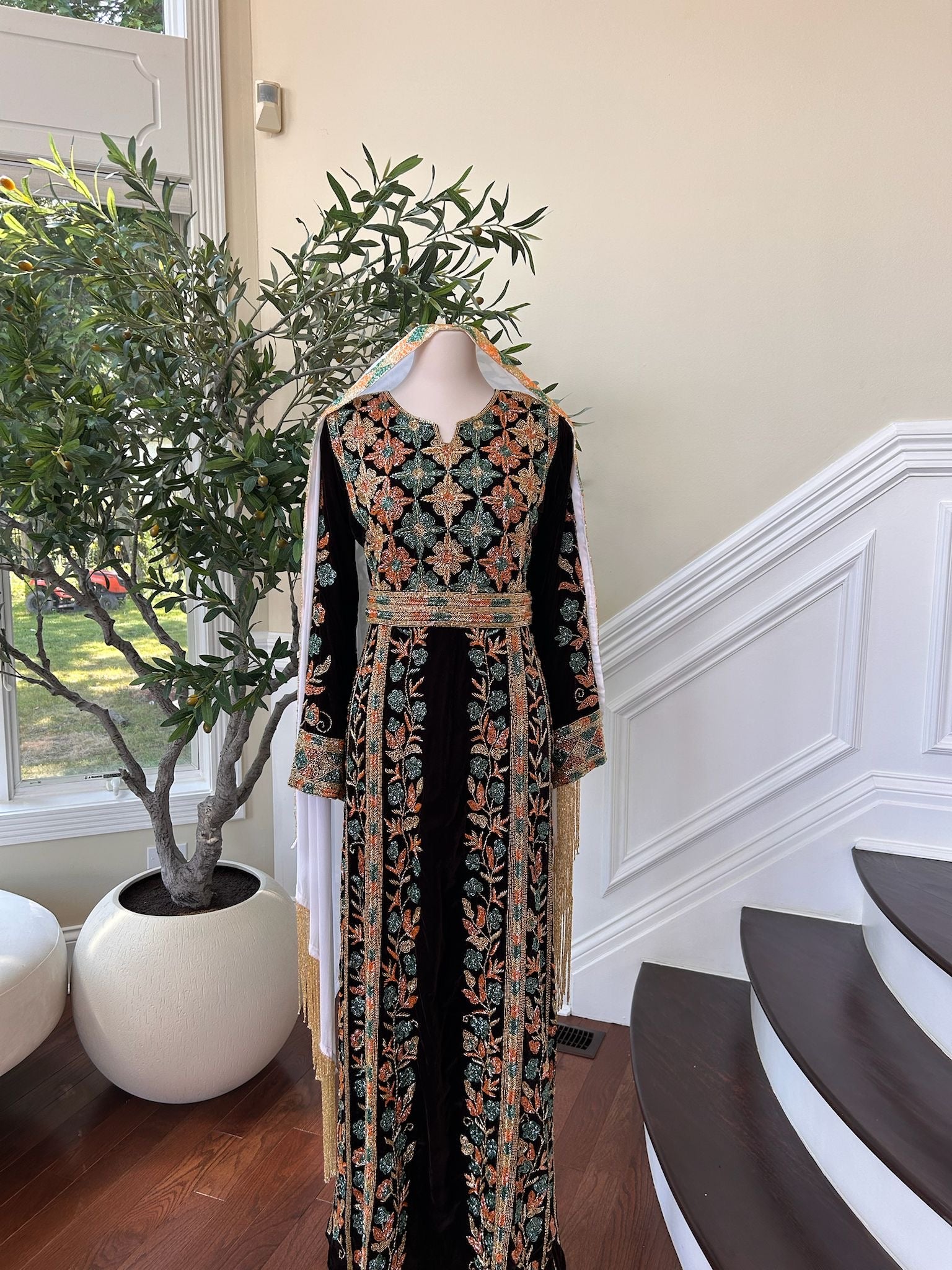 Brown Velvet Stone Thobe