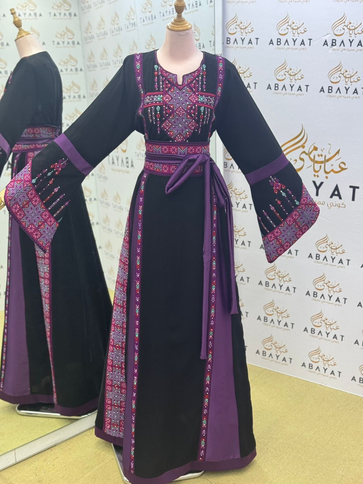 Black Embroidery Tatreez Embellishd Thobe