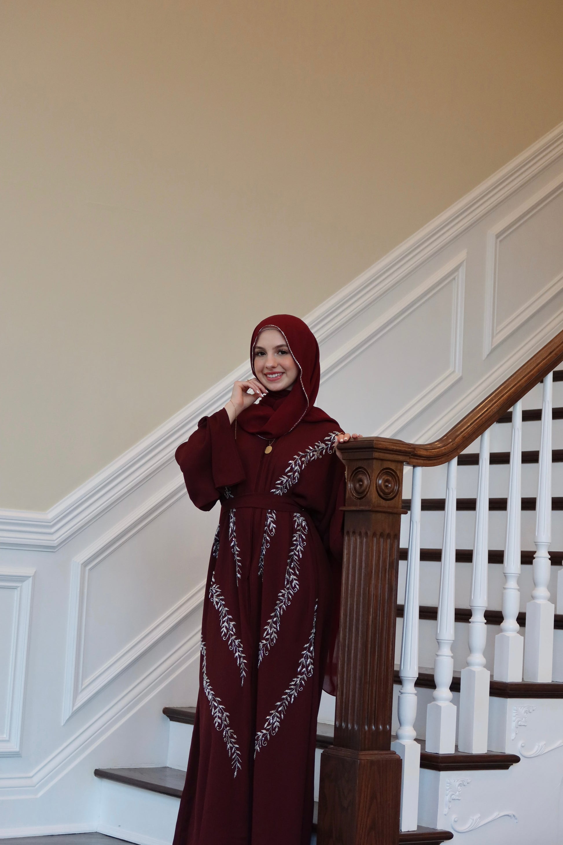 Majestic Maroon Abaya