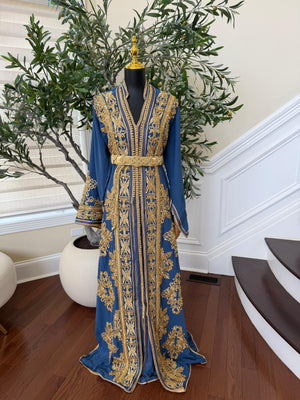 Ivory Blue Golden Essence Kuftan