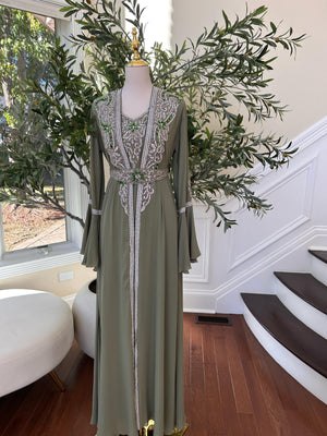 Olive Serenity Embellished Kuftan