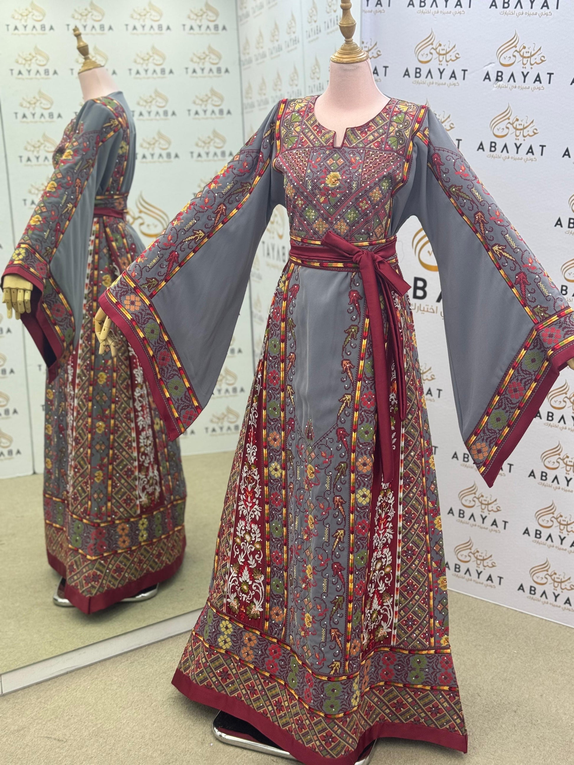 Smoky Grey Heritage Palestinian Tatreez Thobe