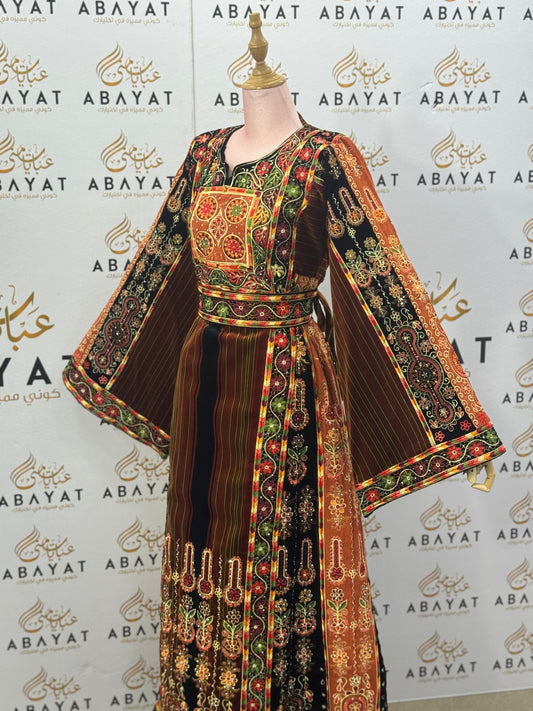 Luxury Jana & Nar Thobe – Golden Embroidered Palestinian Style