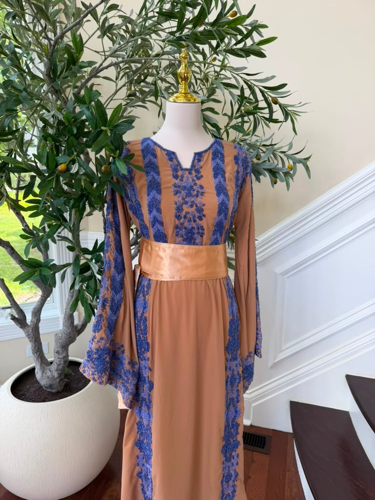 Peach Royale Blue Beaded Thobe