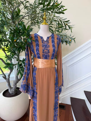Peach Royale Blue Beaded Thobe