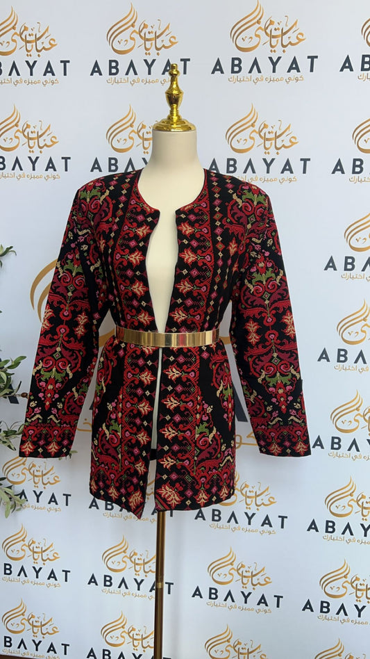 Red Tatreez Blazar Jacket