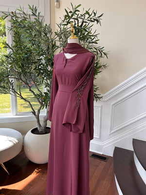 Pink Floral Sleeve Charm Abaya