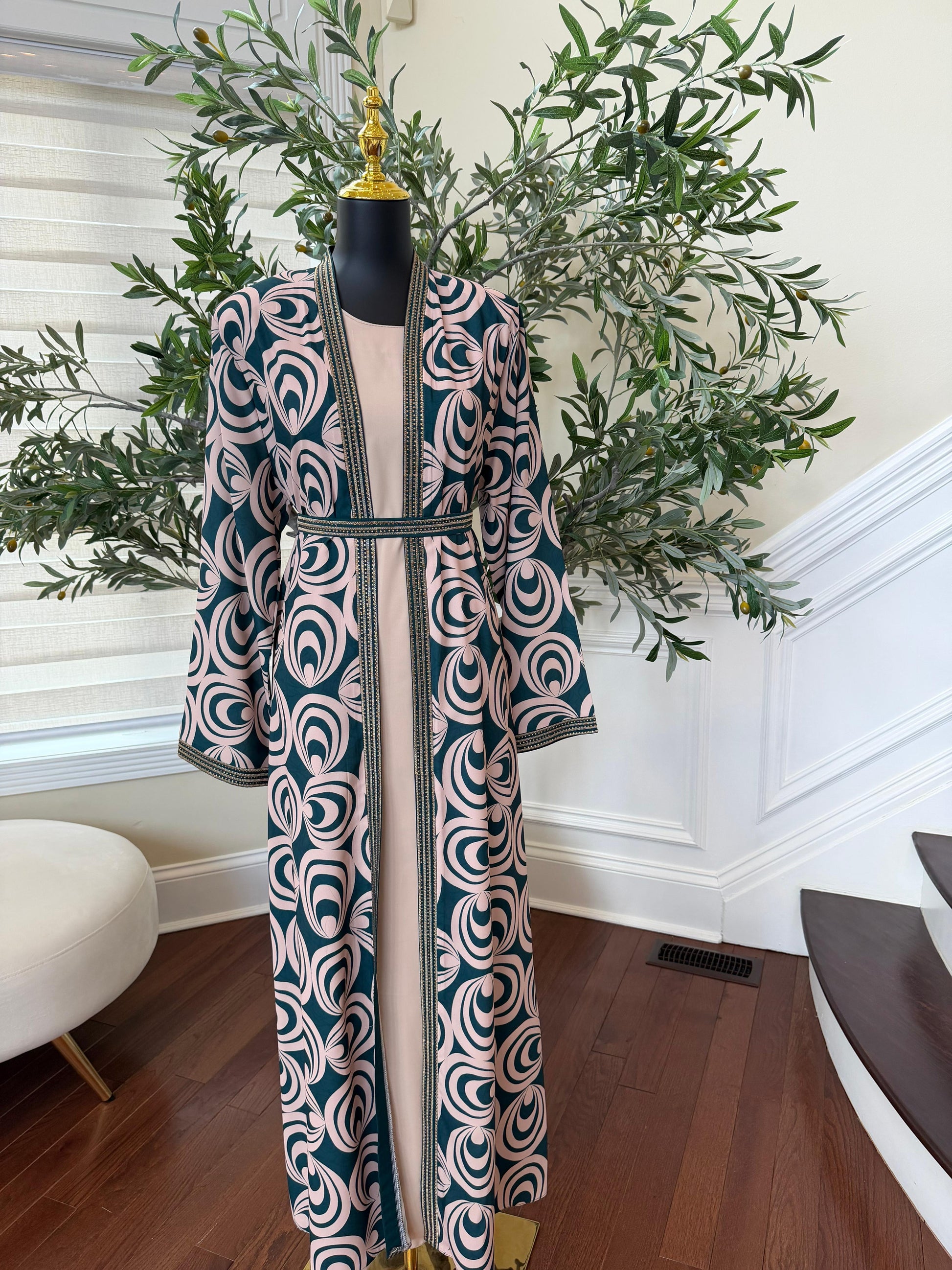 Blush Teal Two-Piece Abaya