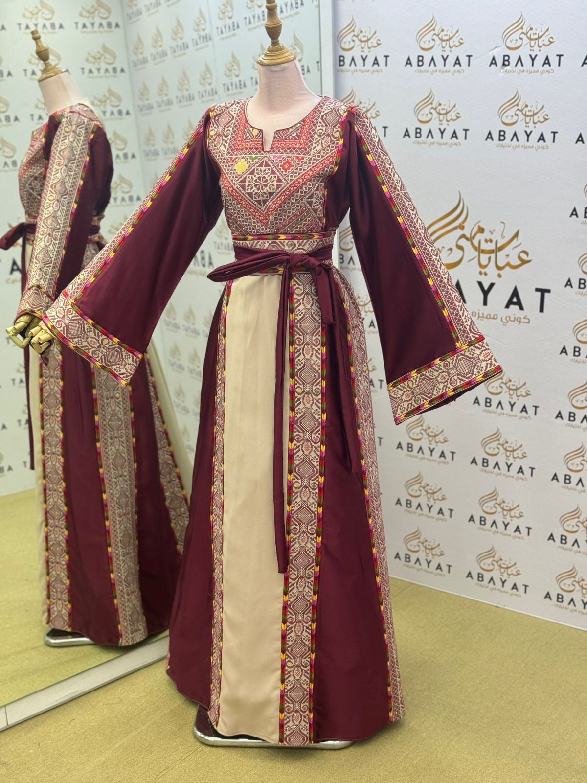 Burgundy Embroidery Embellished Tatreez Thobe