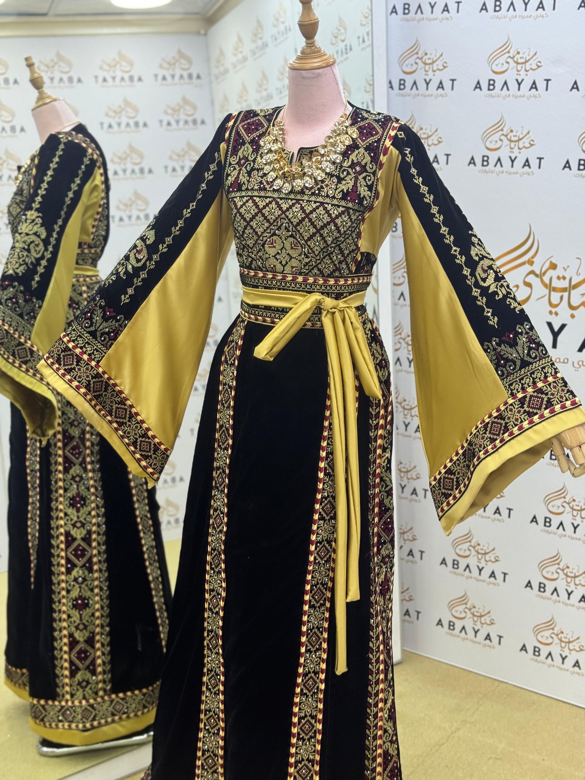 Premier Black and Yellow Velvet Thobe