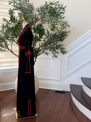Red Embroidery Tatreez Black Two Piece Thobe
