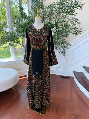 Black Beaded Elegance Traditional Thobe