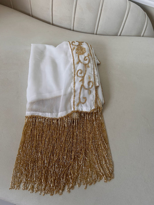 White/ Golden Khirka Shal Mandil