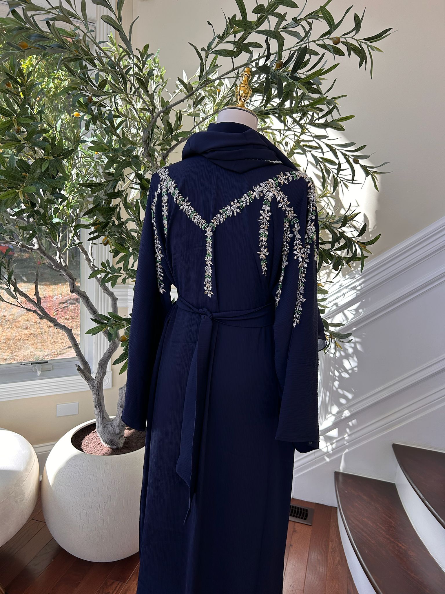 Navy Blue Elegance Sleeve Abaya