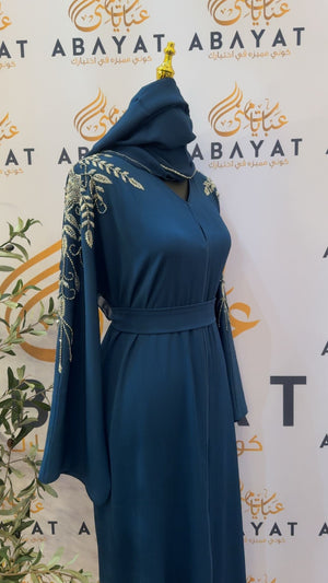 Blue Blossom Rose Abaya