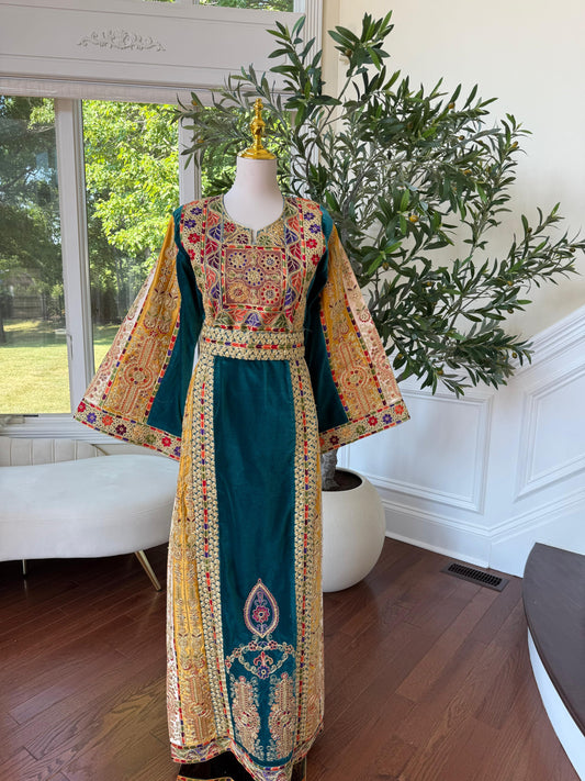 Turquoise Malaka Velvet Thobe