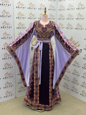 Purple & Lilac Palestinian Embroidered Thobe – Elegant Tatreez Occasion Dress 09042025