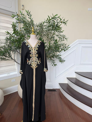 Black Royale Beaded Butterfly Abaya