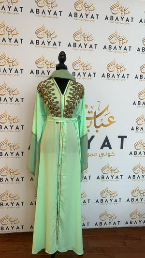 Mint Green Designed Abaya #8097663