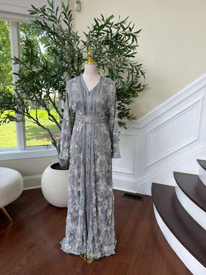 Grey Two Piece Beaded Kuftan