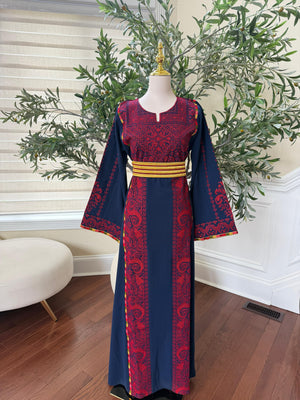 Navy Blue Embroidery Tatreez Thobe