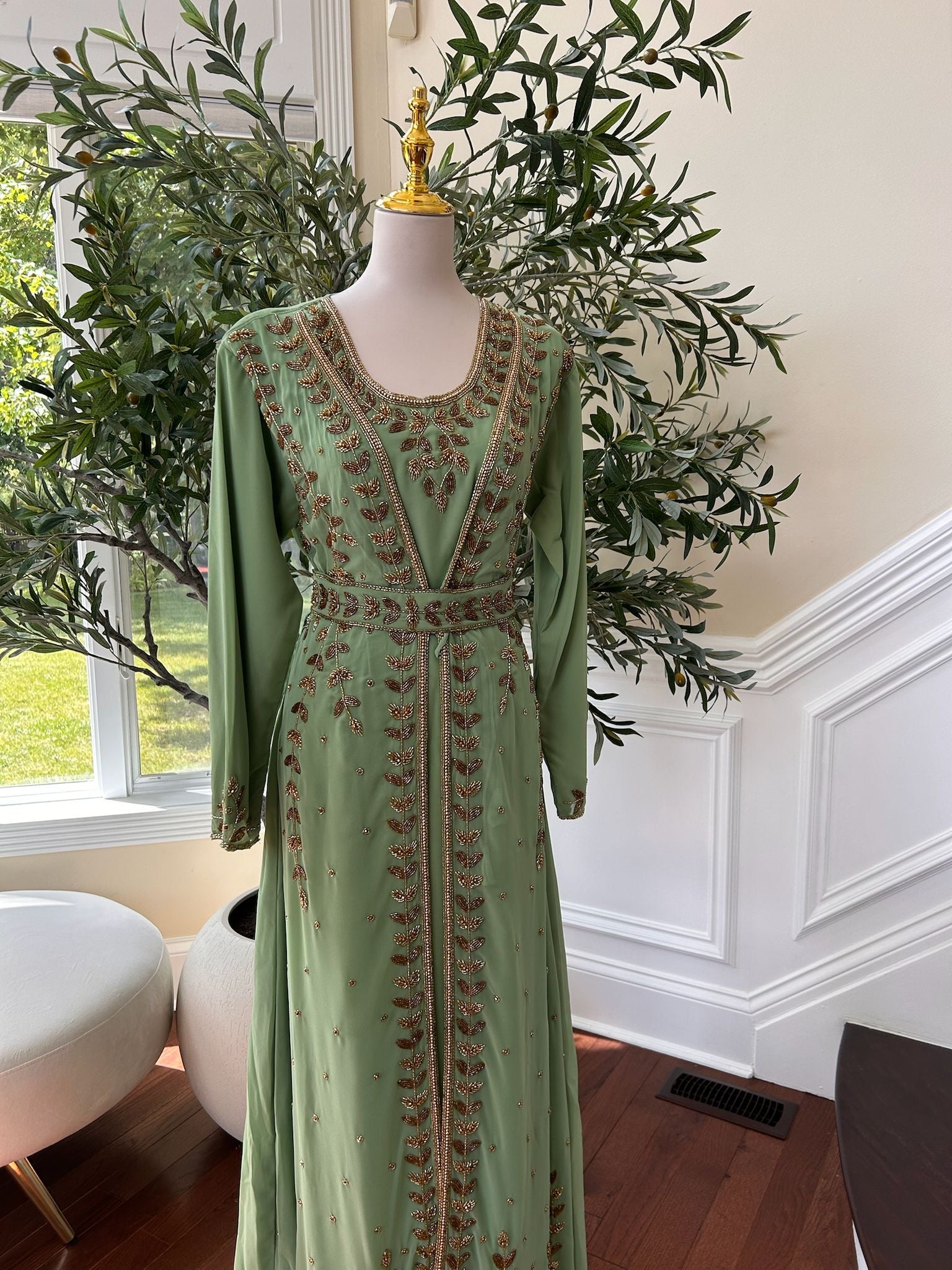 Mint Green Golden Charm Kuftan