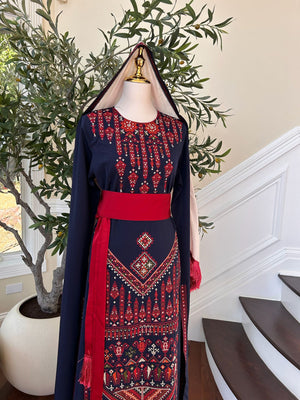 Blue Embroidery Tatreez Red Thobe