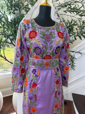 Lavender Floral Beaded Stone Thobe