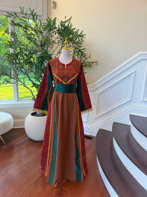 Brown Embroidery Elegance Tatreez Thobe