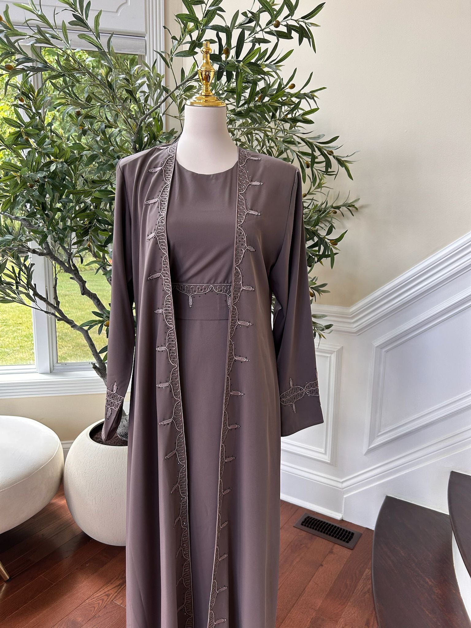 Purple Elegance Two Piece Abaya